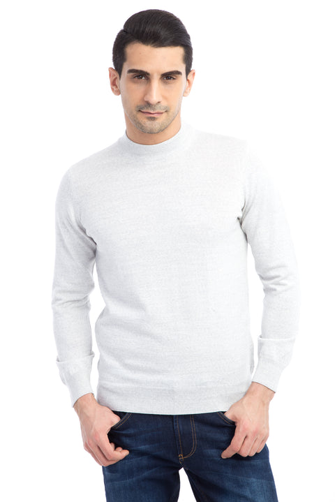 Açık Gri Yarım Balıkçı Yaka Yünlü Triko Kazak