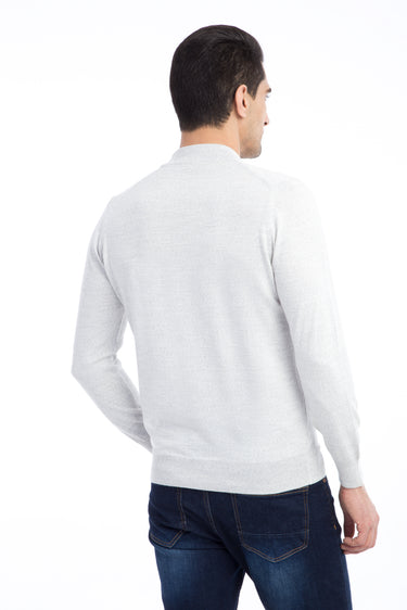 Açık Gri Yarım Balıkçı Yaka Yünlü Triko Kazak