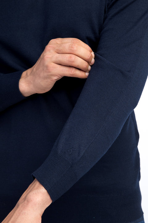 Lacivert Yarım Balıkçı Yaka Yünlü Triko Kazak