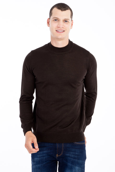 Kahve Yarım Balıkçı Yaka Yünlü Triko Kazak