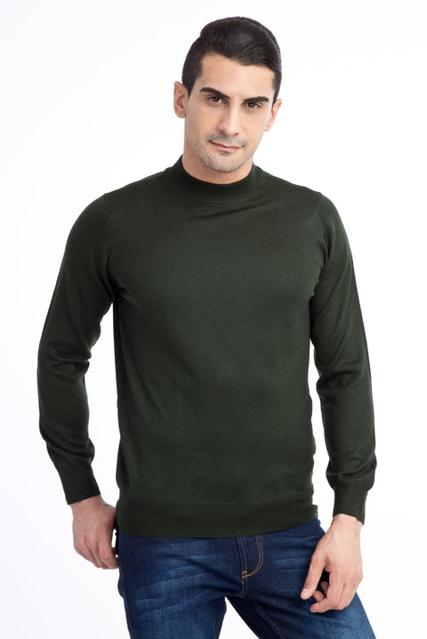 Haki Yarım Balıkçı Yaka Triko Kazak