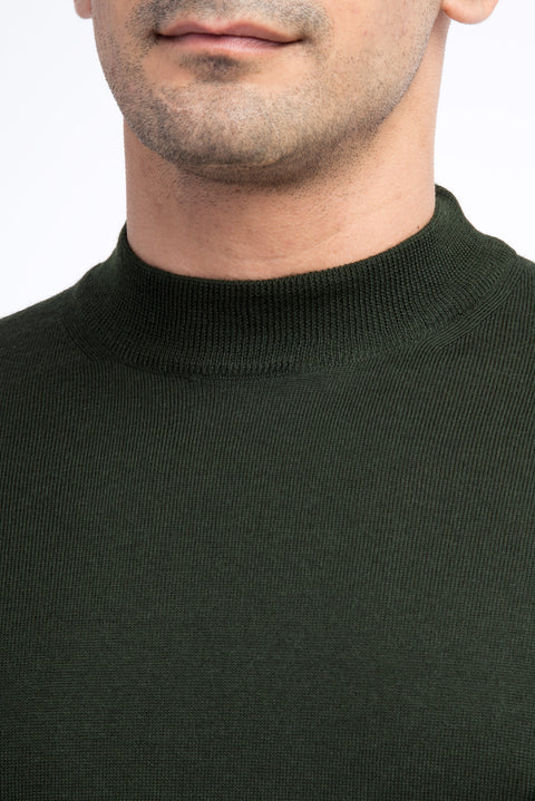 Haki Yarım Balıkçı Yaka Triko Kazak