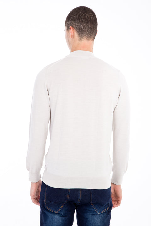 Kum Yarım Balıkçı Yaka Yünlü Triko Kazak