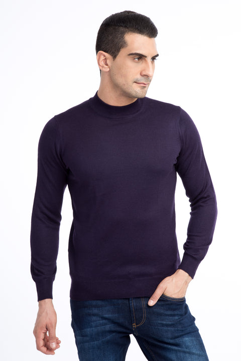 Purple Semi-Turtleneck Wool Knit Sweater