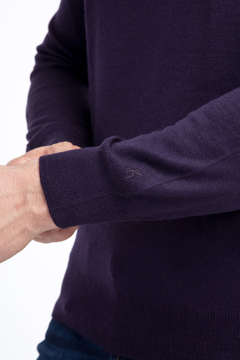 Purple Semi-Turtleneck Wool Knit Sweater