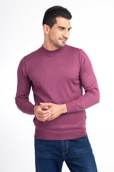 Kırmızı Yarım Balıkçı Yaka Yünlü Triko Kazak