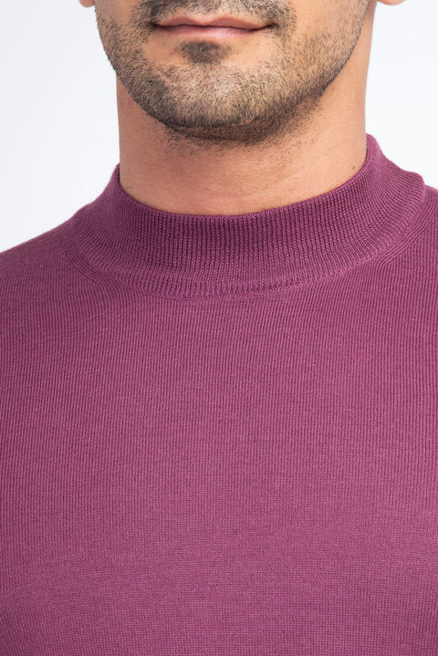 Kırmızı Yarım Balıkçı Yaka Yünlü Triko Kazak