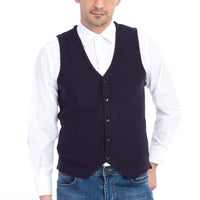 Lacivert Desenli Slim Fit Dar Kesim Yelek