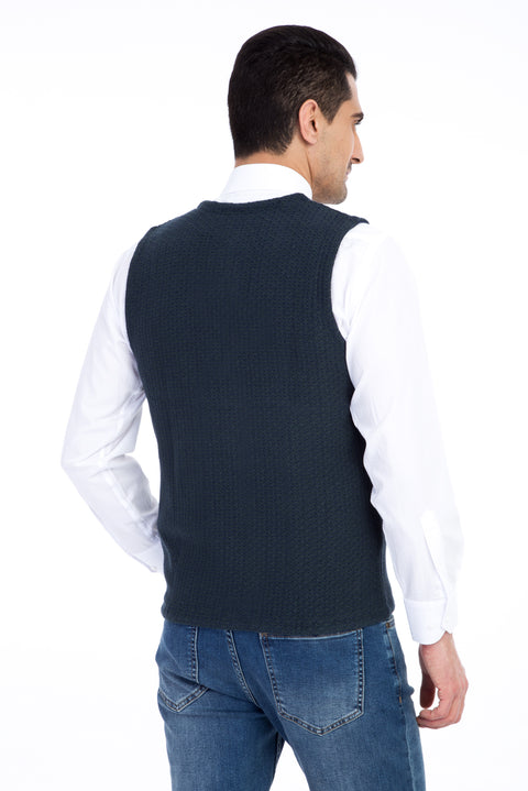 Koyu Yesil Desenli Slim Fit Dar Kesim Yelek