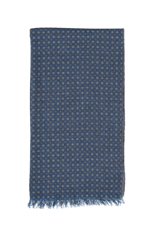 Açık Mavi Yünlü Desenli Atkı