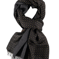 Koyu Yesil Yünlü Desenli Atkı