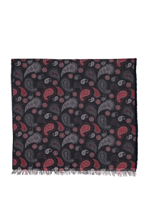 Siyah Yünlü Desenli Atkı