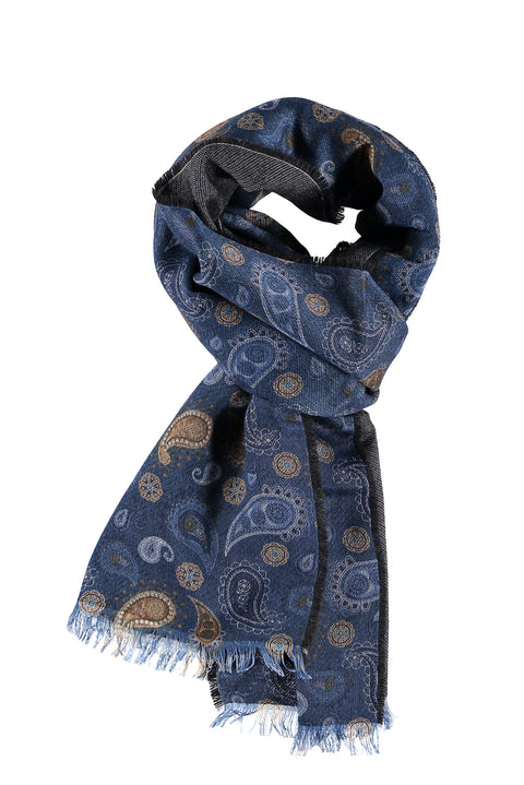 Blue Wool Patterned Scarf