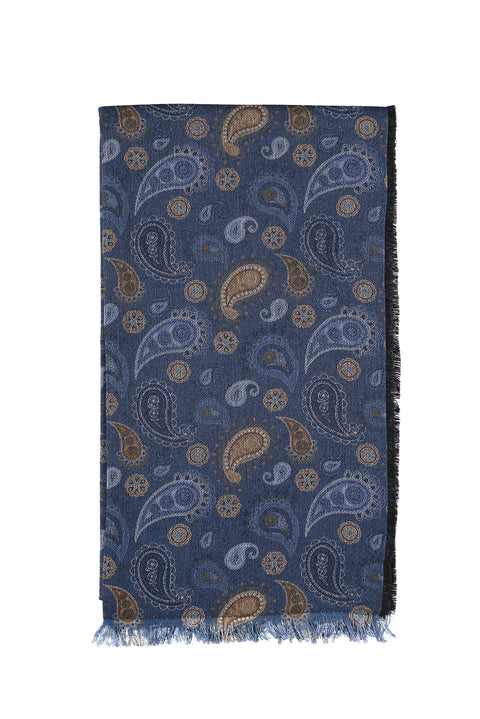 Blue Wool Patterned Scarf