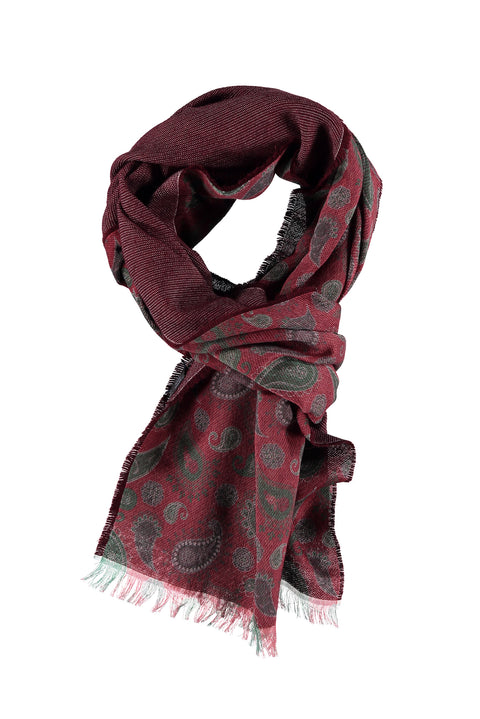 Burgundy Wool Patterned Scarf