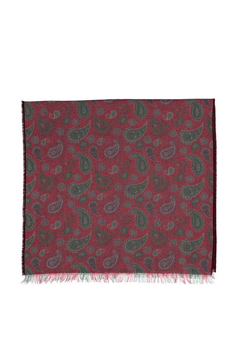 Burgundy Wool Patterned Scarf