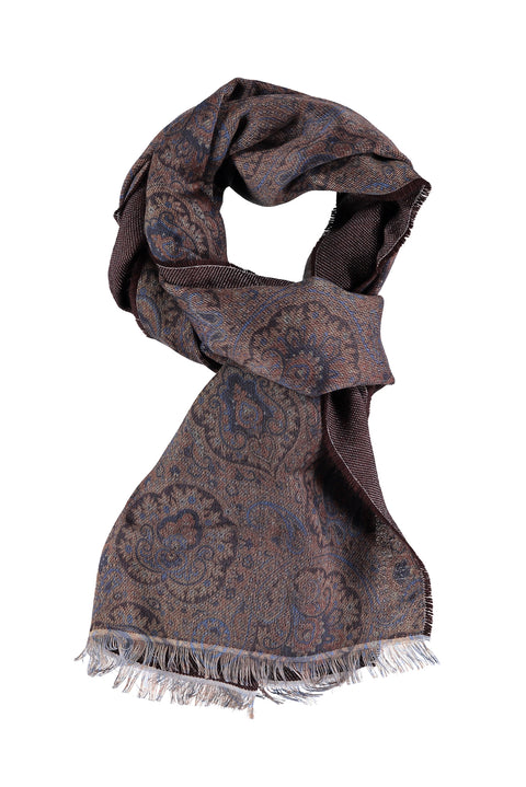 Haki Yünlü Desenli Atkı