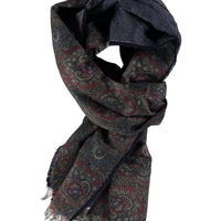 Koyu Yesil Yünlü Desenli Atkı