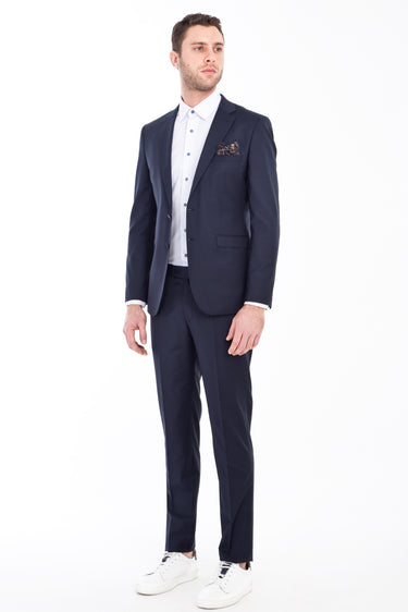 Lacivert Super Slim Fit Ekstra Dar Kesim Yünlü Takım Elbise