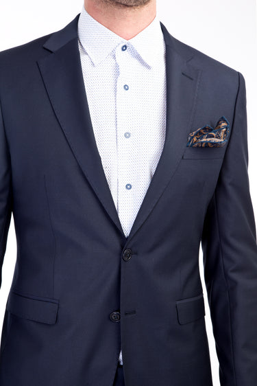 Lacivert Super Slim Fit Ekstra Dar Kesim Yünlü Takım Elbise