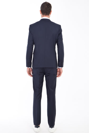 Lacivert Super Slim Fit Ekstra Dar Kesim Yünlü Takım Elbise