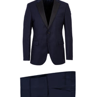 Lacivert Mono Yaka Slim Fit Dar Kesim Smokin & Damatlık