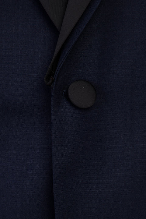 Lacivert Mono Yaka 7 Drop Slim Fit Dar Kesim Smokin & Damatlık