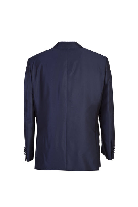 Lacivert 4 Drop Relaxed Fit Rahat Kesim Sivri Yaka Desenli Smokin & Damatlık