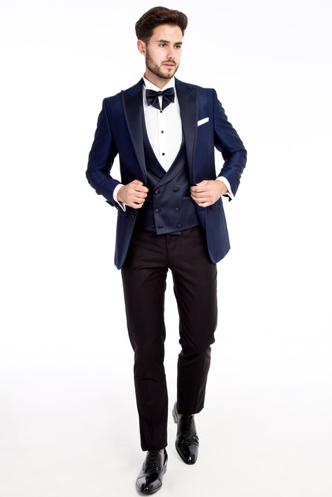 Mavi 6 Drop Regular Fit Standart Kesim Sivri Yaka Desenli Smokin & Damatlık