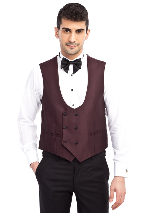 Bordo 6 Drop Regular Fit Standart Kesim Sivri Yaka Desenli Smokin & Damatlık