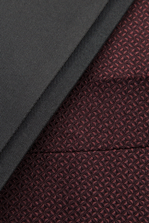 Bordo 6 Drop Regular Fit Standart Kesim Sivri Yaka Desenli Smokin & Damatlık