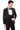 Siyah Slim Fit Dar Kesim Mono Yaka Desenli Yelekli Smokin / Damatlık