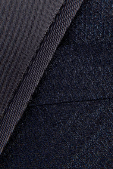 Lacivert Slim Fit Dar Kesim Sivri Yaka Desenli Yelekli Smokin / Damatlık