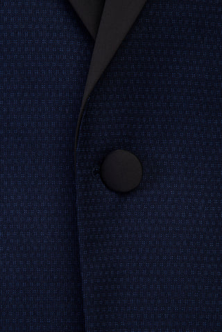  Lacivert Sivri Yaka Kuşgözü Slim Fit Dar Kesim Smokin & Damatlık