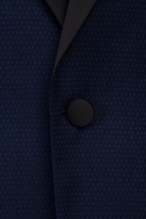 Lacivert Sivri Yaka Kuşgözü 7 Drop Slim Fit Dar Kesim Smokin & Damatlık