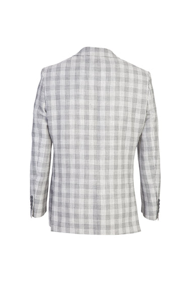 Açık Gri Relaxed Fit Relaxed Kesim Ekose Ceket