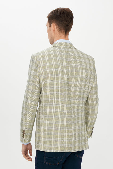 Açık Yeşil 6 Drop Regular Fit Standart Kesim Ekose Ceket