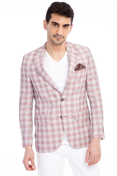 Kırmızı Regular Fit Ekose Ceket