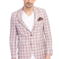 Kırmızı 8 Drop Long Slim Fit Uzun Dar Kesim Ekose Ceket
