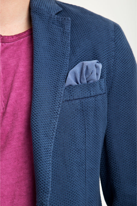 Lacivert 6 Drop Regular Fit Standart Kesim Desenli Spor Yıkamalı Ceket