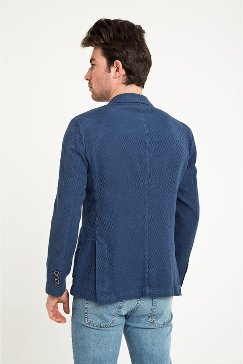 Lacivert 6 Drop Regular Fit Standart Kesim Desenli Spor Yıkamalı Ceket