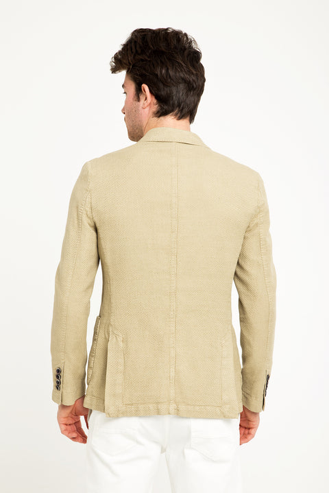 Bej 6 Drop Regular Fit Standart Kesim Desenli Spor Yıkamalı Ceket