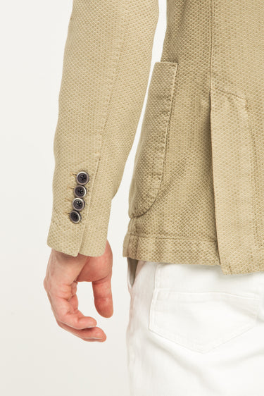 Bej Desenli Spor Yıkamalı Ceket