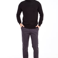 Anthracite 6 Drop Regular Fit Standard Cut Patterned Lycra Canvas / Chino Pants