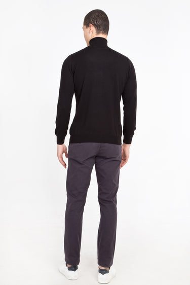 Antrasit Regular Fit Desenli Likralı Kanvas / Chino Pantolon