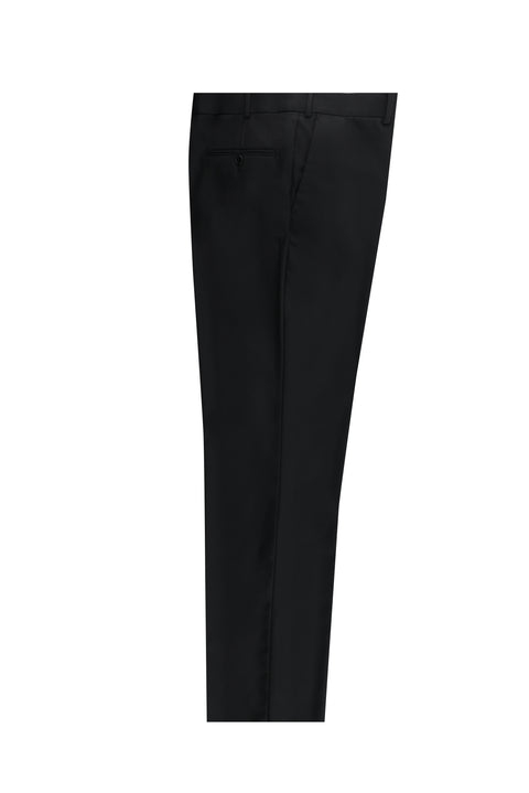 Black 6 Drop Regular Fit Standard Cut Classic Fabric Wool Trousers