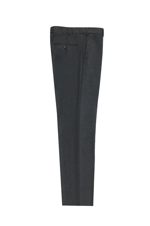 Smoke Grey 6 Drop Regular Fit Standard Cut Classic Fabric Wool Trousers