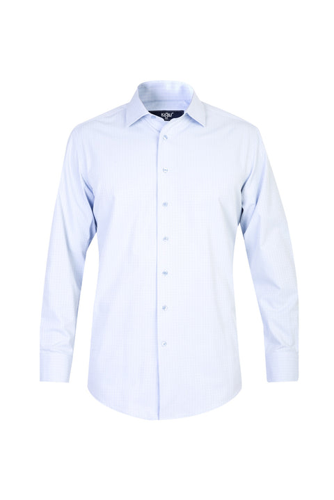 Light Blue Long-Sleeve Classic Patterned Shirt