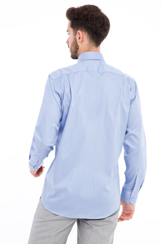  Mavi Uzun Kol Non Iron Saten Klasik Gömlek
