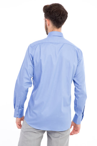  Mavi Uzun Kol Non Iron Saten Klasik Gömlek